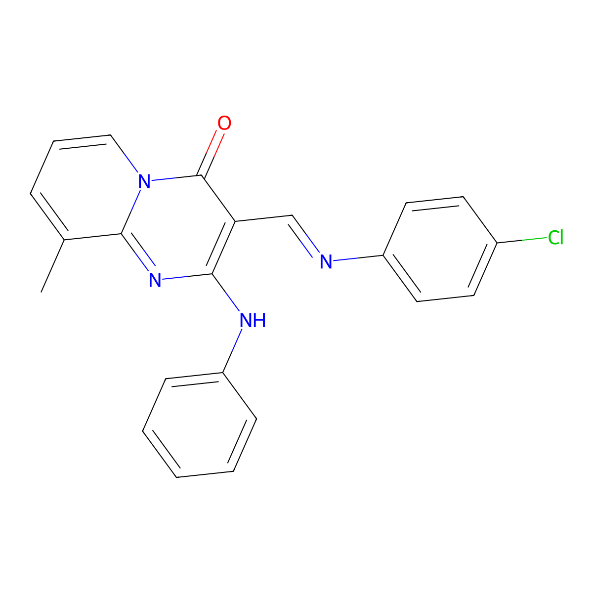 3-{(E)-[(4-chlorophenyl)imino]methyl}-9-methyl-2-(phenylamino)-4H-pyrido[1,2-a]pyrimidin-4-one molecular structure, CAS 303024-96-6