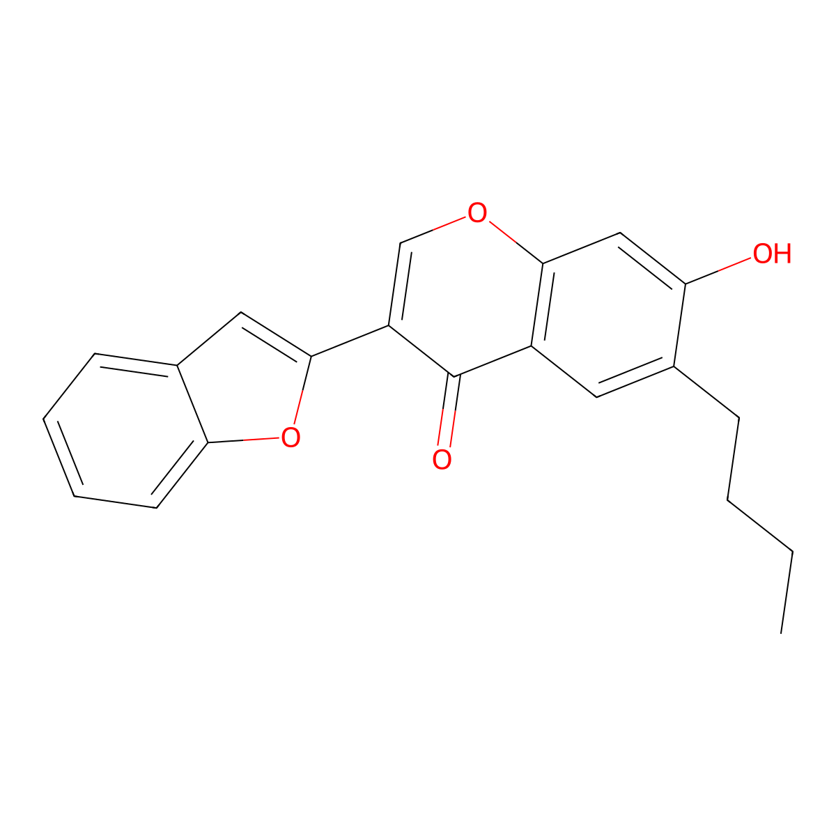 3-(benzofuran-2-yl)-6-butyl-7-hydroxy-4H-chromen-4-one molecular structure, CAS 303025-43-6
