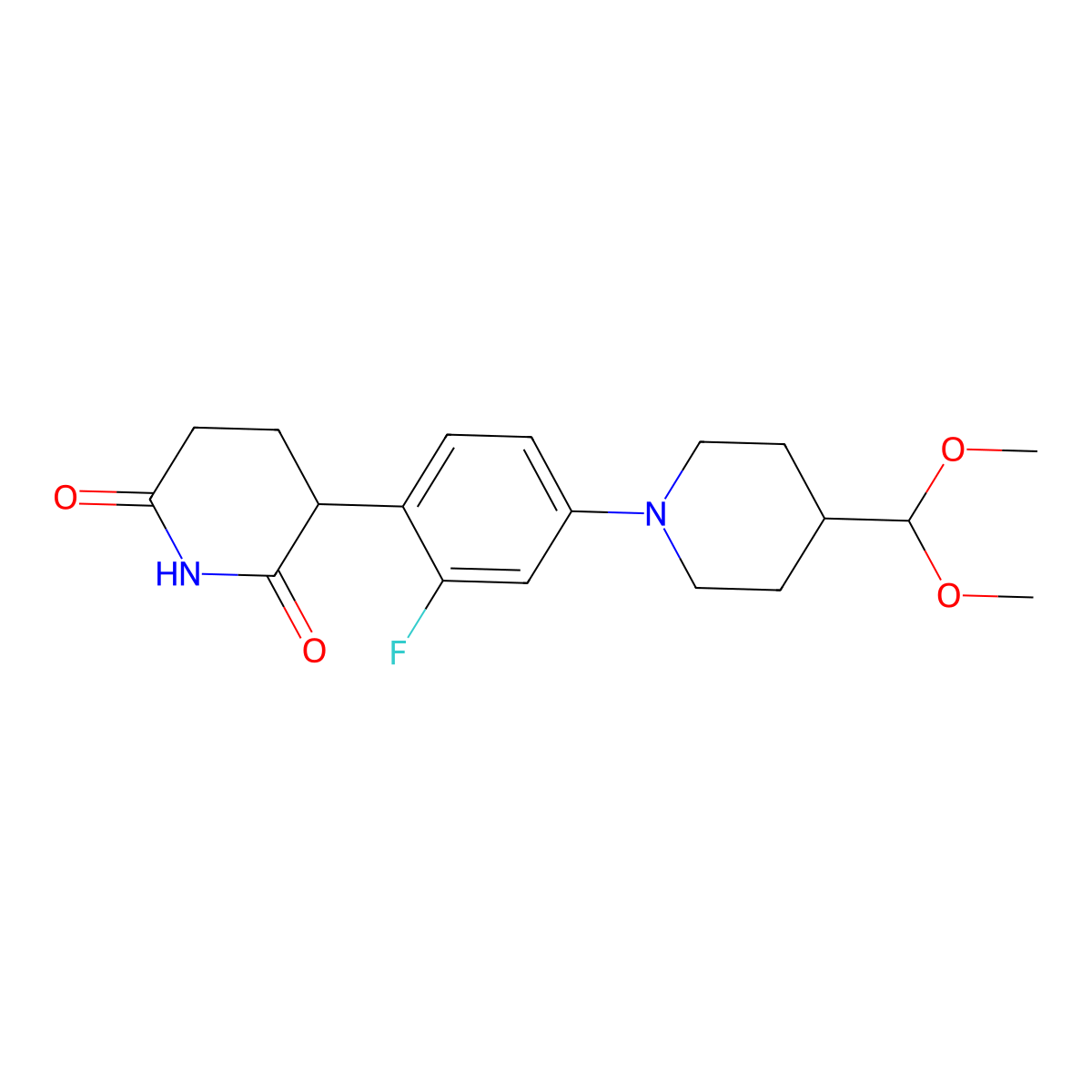 3-[4-[4-(Dimethoxymethyl)piperidin-1-YL]-2-fluorophenyl]piperidine-2,6-dione molecular structure, CAS 3030285-31-2