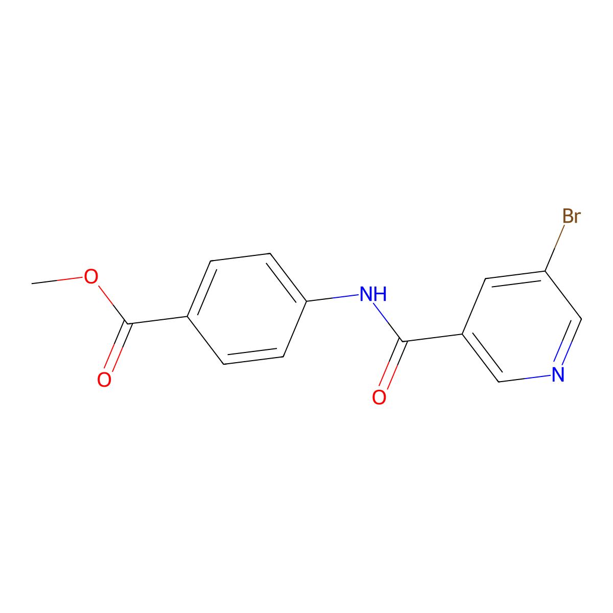 Methyl 4-{[(5-bromopyridin-3-yl)carbonyl]amino}benzoate molecular structure, CAS 303031-34-7