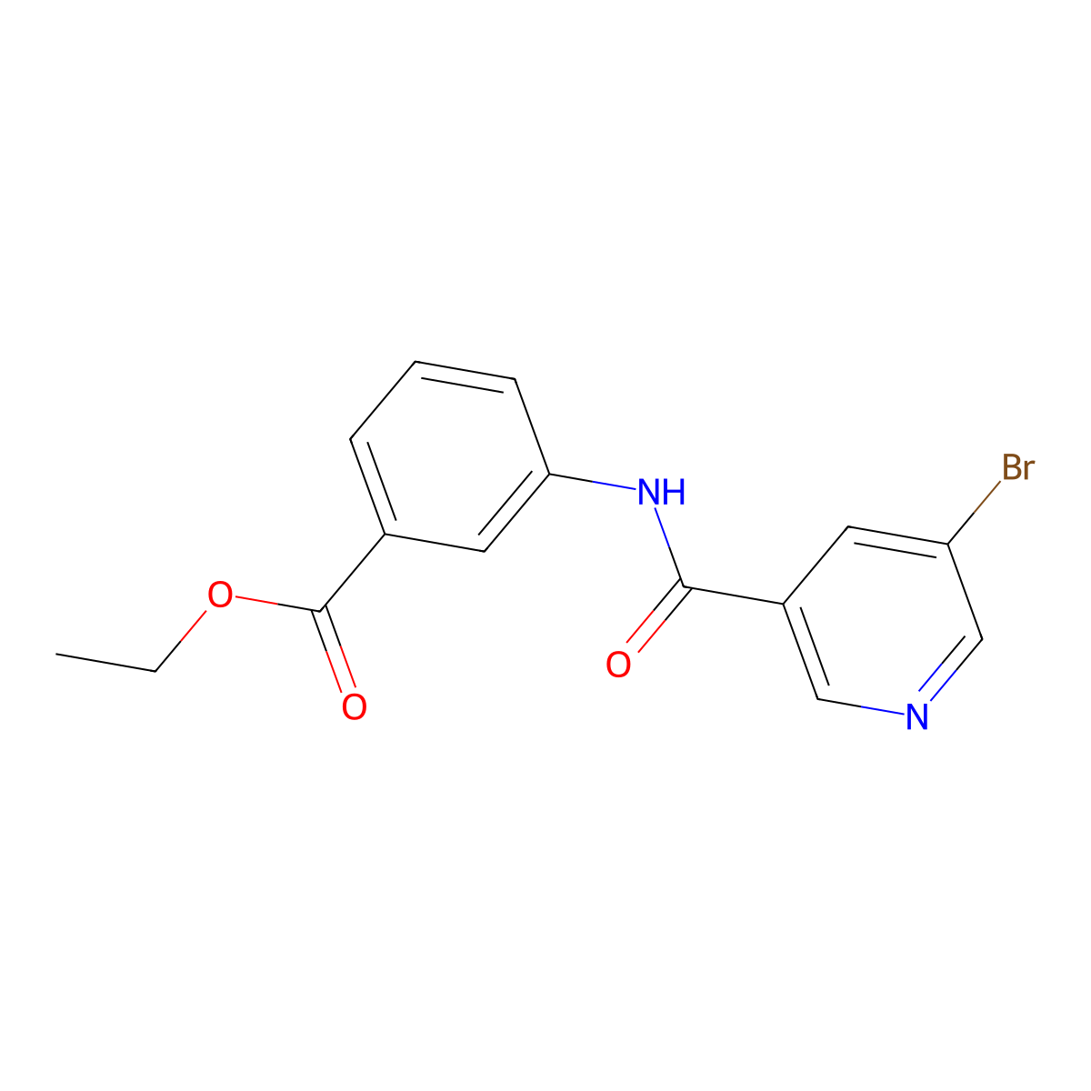Ethyl 3-{[(5-bromo-3-pyridinyl)carbonyl]amino}benzoate molecular structure, CAS 303031-35-8