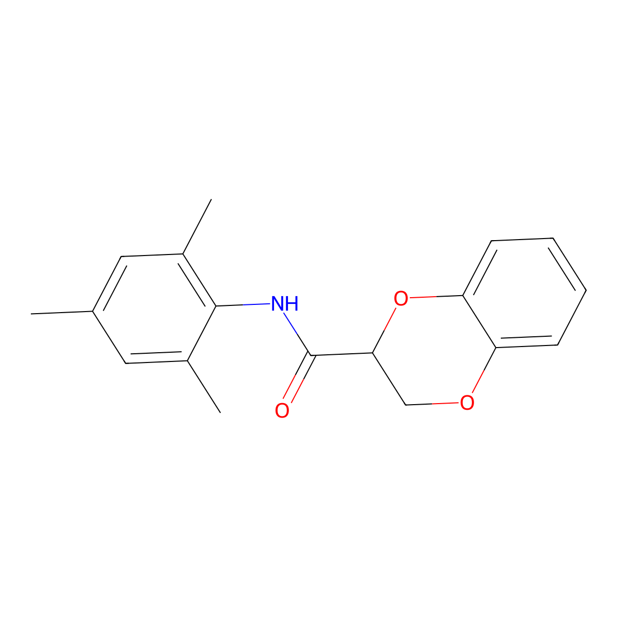 N-mesityl-2,3-dihydrobenzo[b][1,4]dioxine-2-carboxamide molecular structure, CAS 303031-77-8