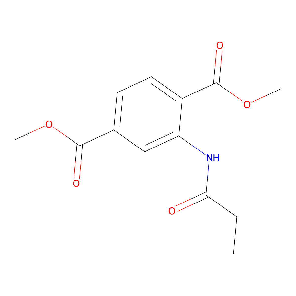 Dimethyl 2-(propanoylamino)benzene-1,4-dicarboxylate molecular structure, CAS 303032-44-2