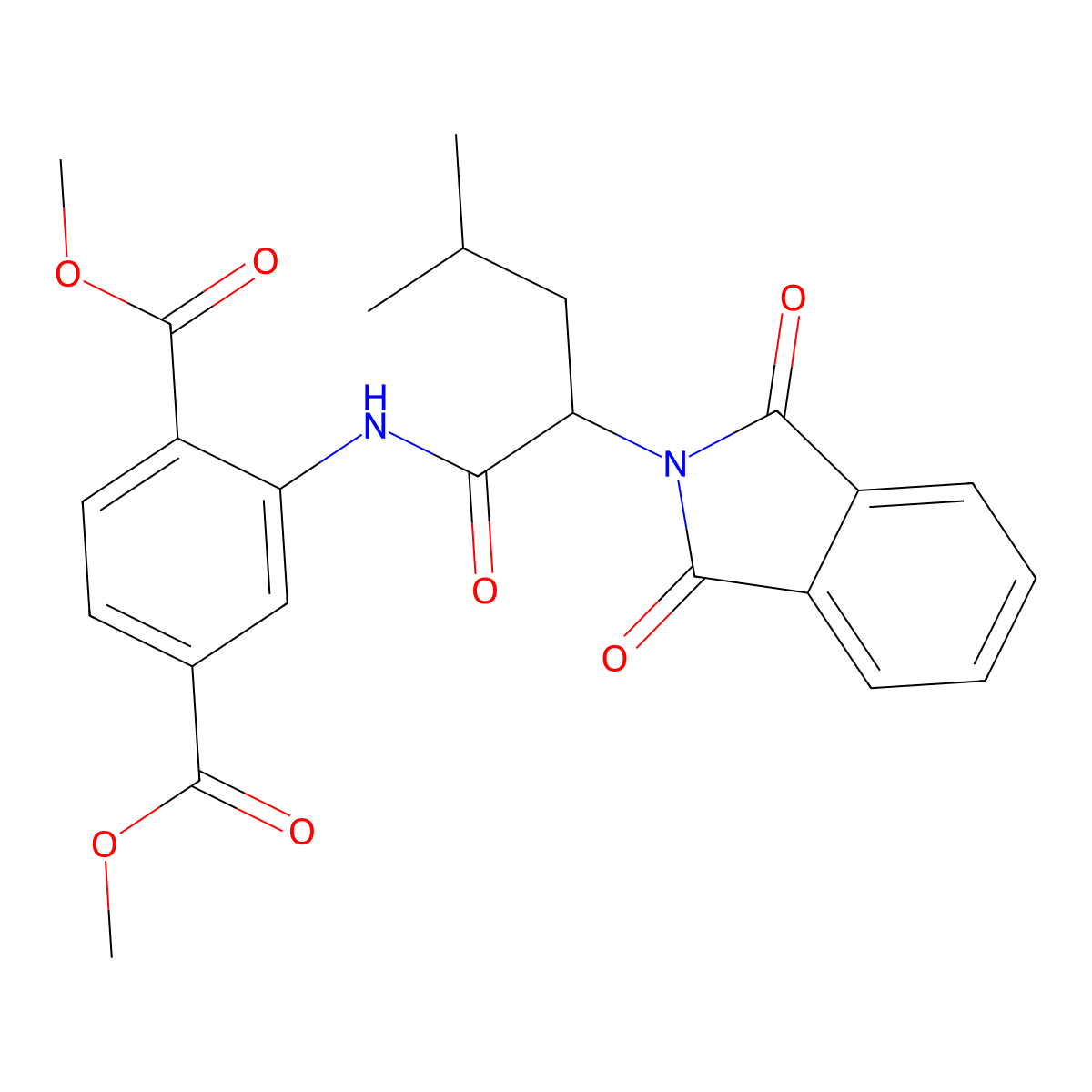 dimethyl 2-{[2-(1,3-dioxo-1,3-dihydro-2H-isoindol-2-yl)-4-methylpentanoyl]amino}terephthalate molecular structure, CAS 303032-61-3