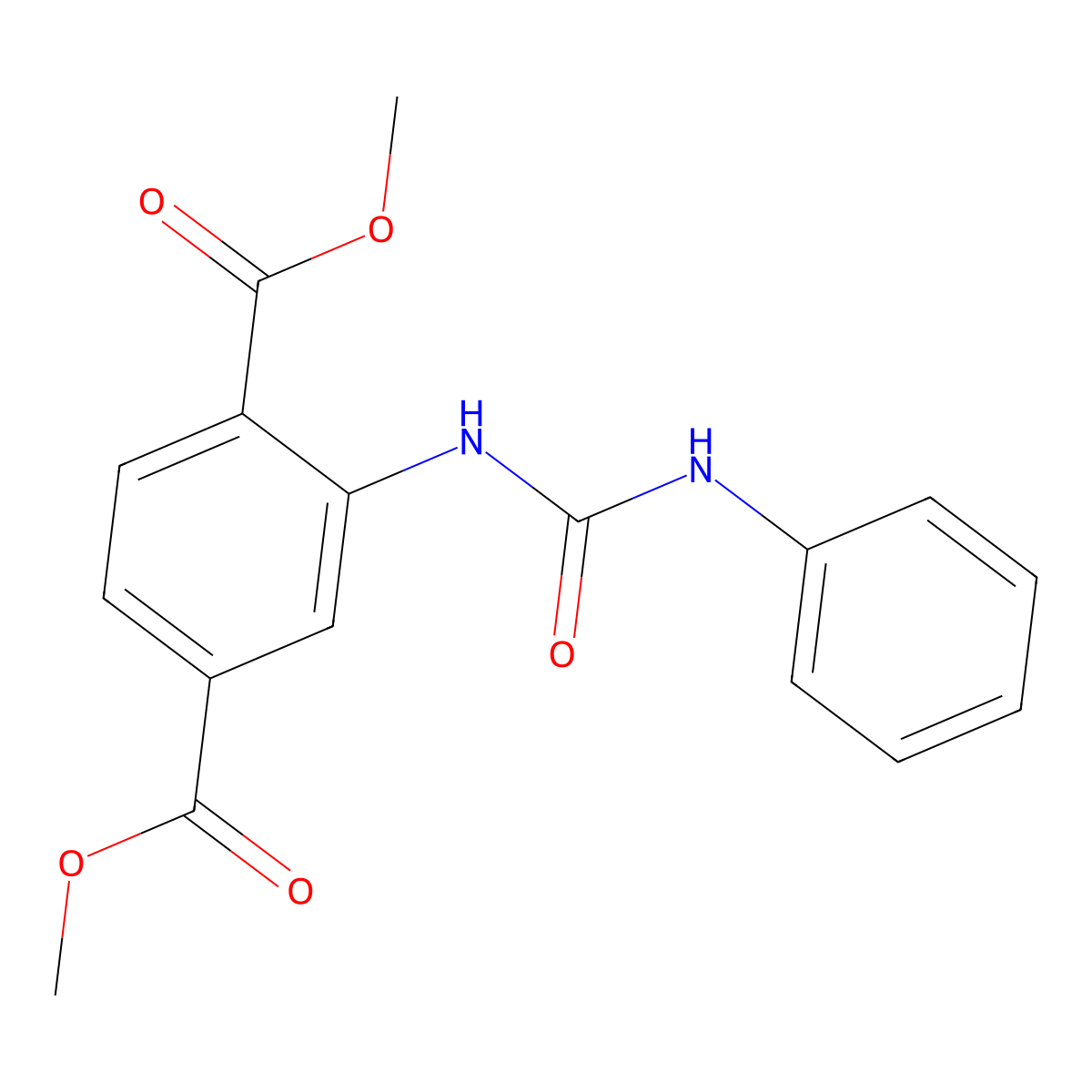 Dimethyl 2-[(phenylcarbamoyl)amino]benzene-1,4-dicarboxylate molecular structure, CAS 303032-62-4