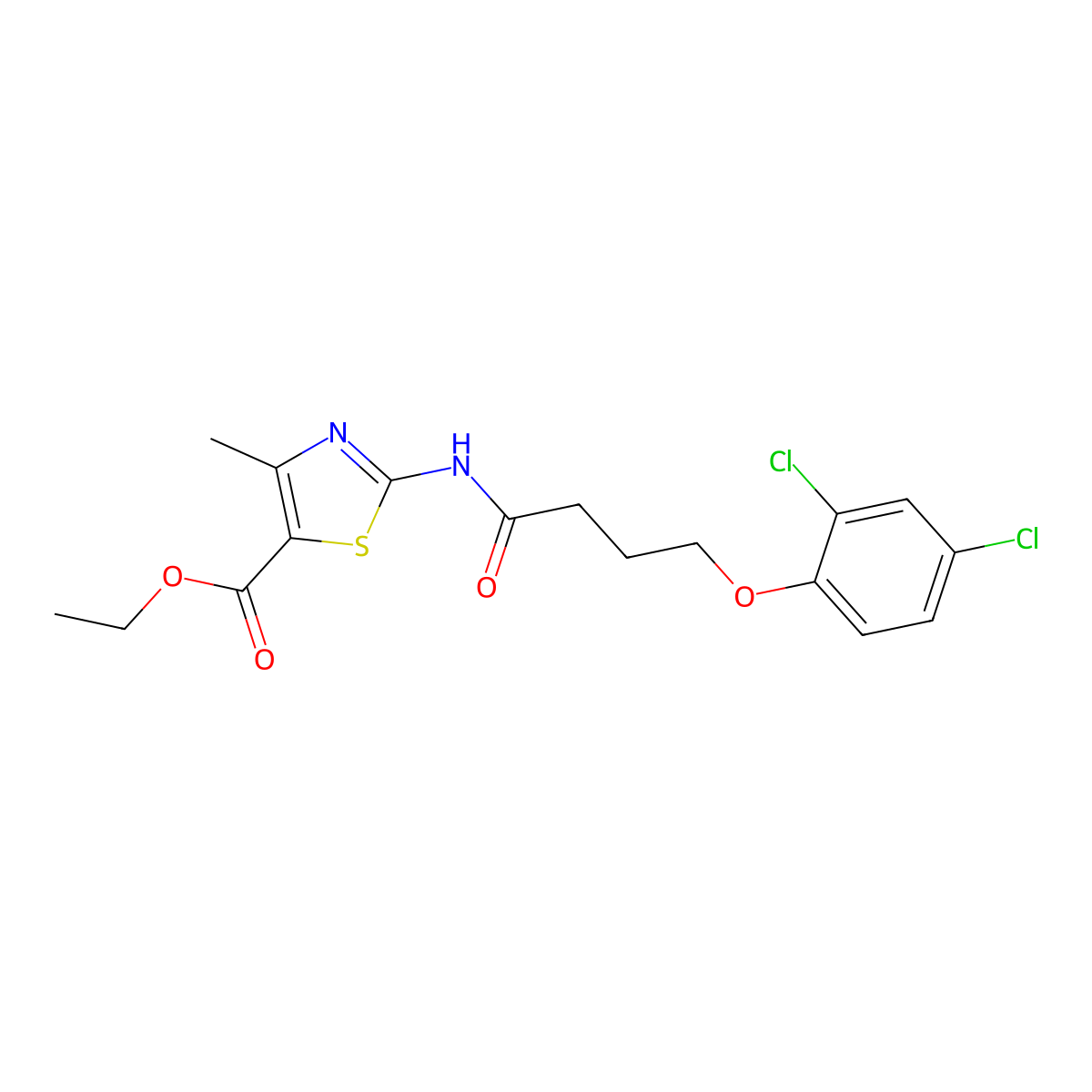 Ethyl 2-{[4-(2,4-dichlorophenoxy)butanoyl]amino}-4-methyl-1,3-thiazole-5-carboxylate molecular structure, CAS 303033-23-0