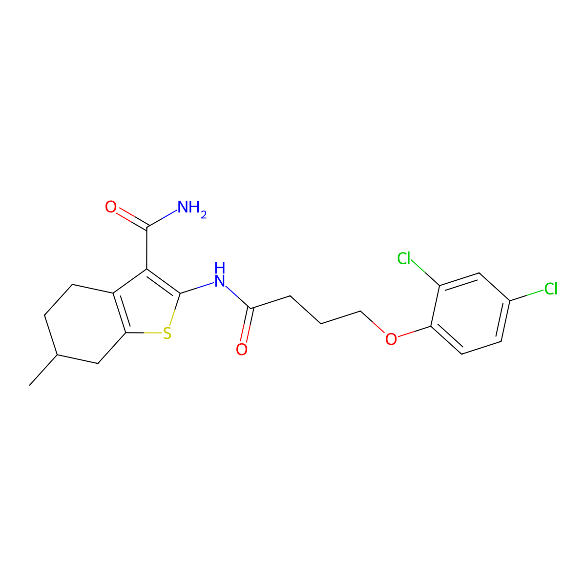 2-{[4-(2,4-Dichlorophenoxy)butanoyl]amino}-6-methyl-4,5,6,7-tetrahydro-1-benzothiophene-3-carboxamide molecular structure, CAS 303033-25-2