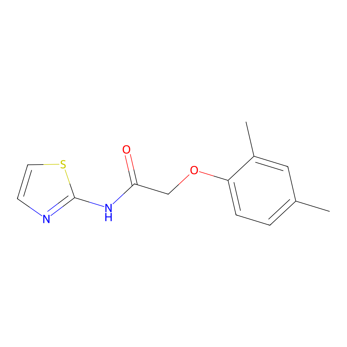 2-(2,4-dimethylphenoxy)-N-(1,3-thiazol-2-yl)acetamide molecular structure, CAS 303033-37-6