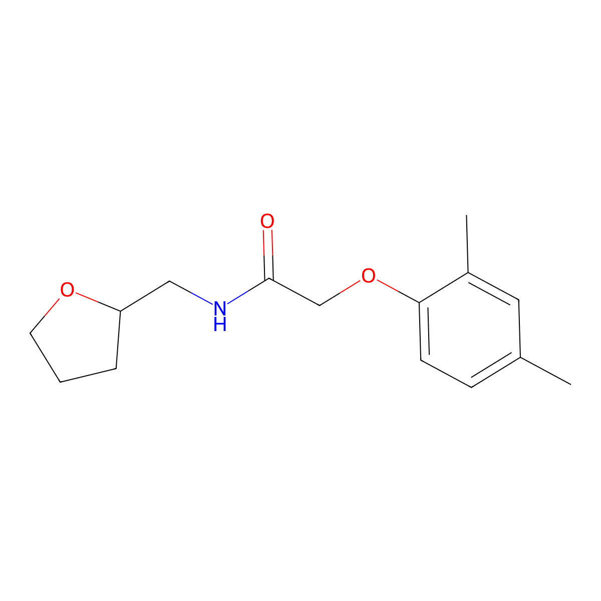 2-(2,4-dimethylphenoxy)-N-(oxolan-2-ylmethyl)acetamide molecular structure, CAS 303033-55-8