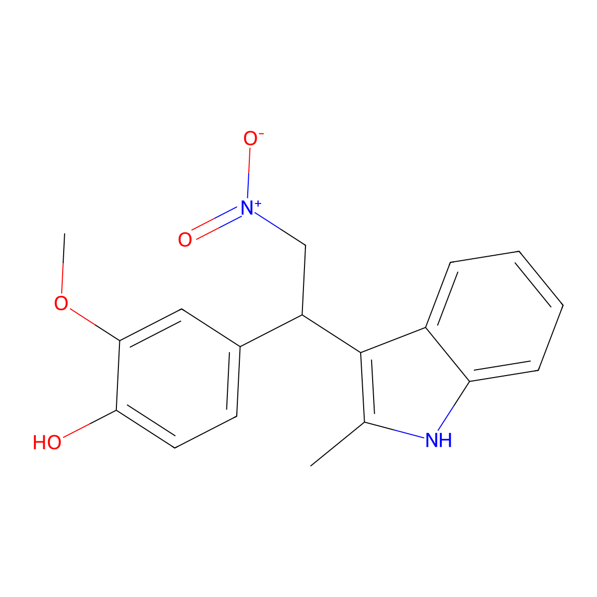 2-methoxy-4-[1-(2-methyl-1H-indol-3-yl)-2-nitroethyl]phenol molecular structure, CAS 303033-56-9