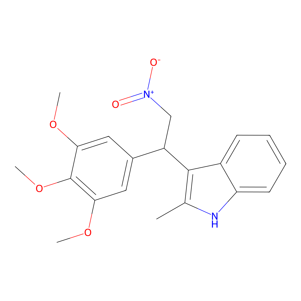 2-methyl-3-[2-nitro-1-(3,4,5-trimethoxyphenyl)ethyl]-1H-indole molecular structure, CAS 303033-61-6