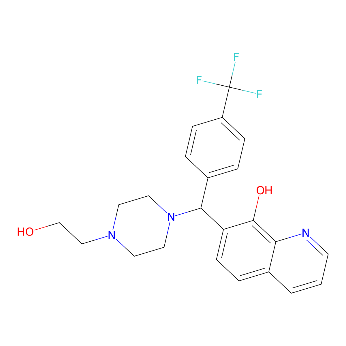 7-{[4-(2-Hydroxyethyl)piperazinyl][4-(trifluoromethyl)phenyl]methyl}quinolin-8-ol molecular structure, CAS 303033-63-8