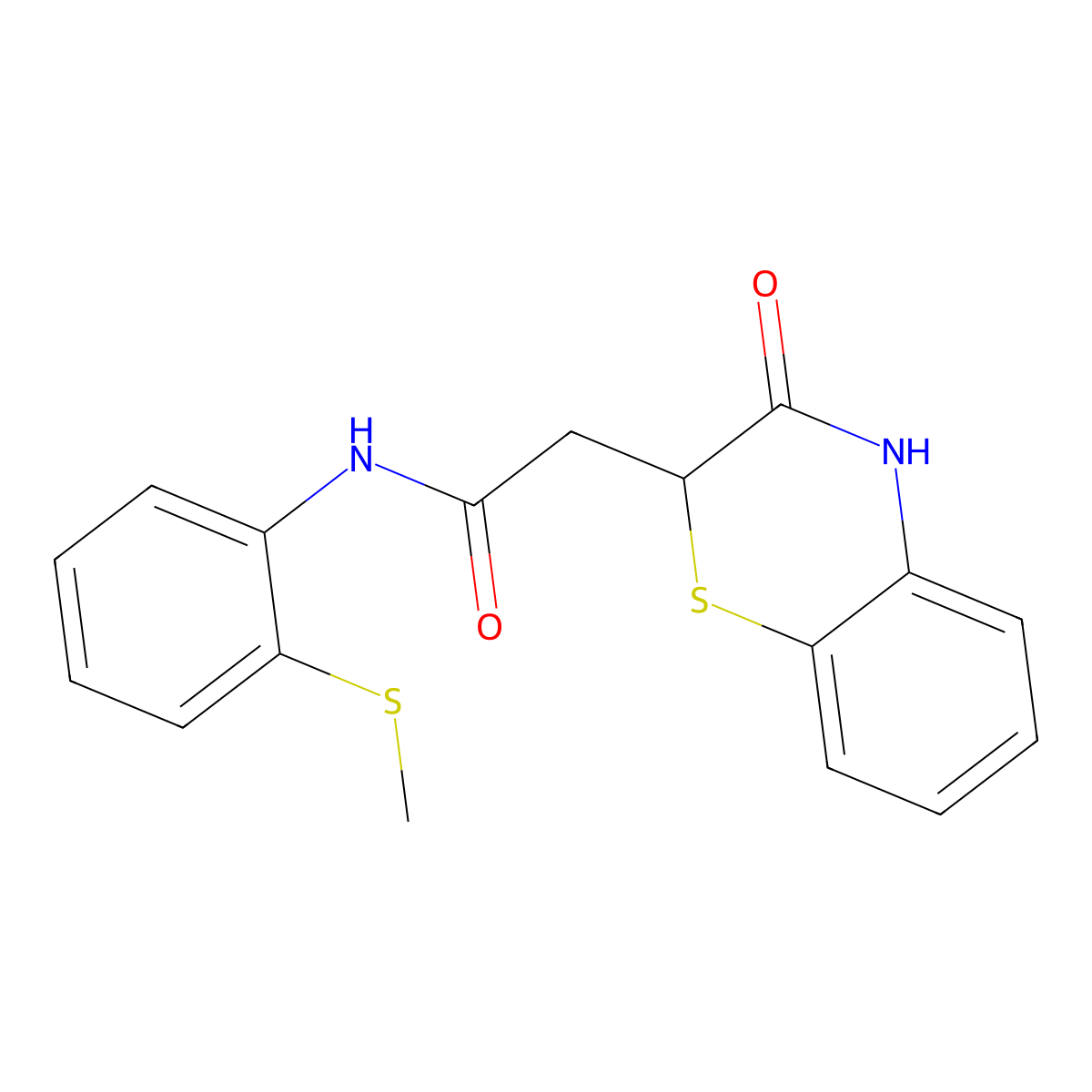 N-[2-(methylsulfanyl)phenyl]-2-(3-oxo-3,4-dihydro-2H-1,4-benzothiazin-2-yl)acetamide molecular structure, CAS 303033-68-3