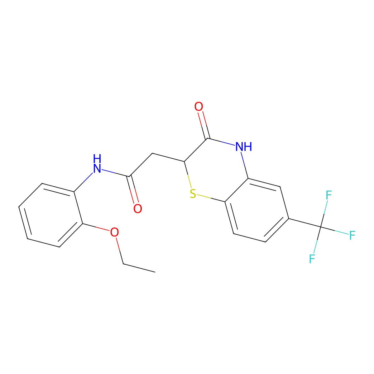 N-(2-ethoxyphenyl)-2-[3-oxo-6-(trifluoromethyl)-3,4-dihydro-2H-1,4-benzothiazin-2-yl]acetamide molecular structure, CAS 303033-70-7
