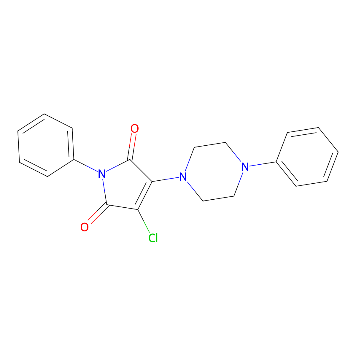 3-chloro-1-phenyl-4-(4-phenylpiperazin-1-yl)-1H-pyrrole-2,5-dione molecular structure, CAS 303033-96-7