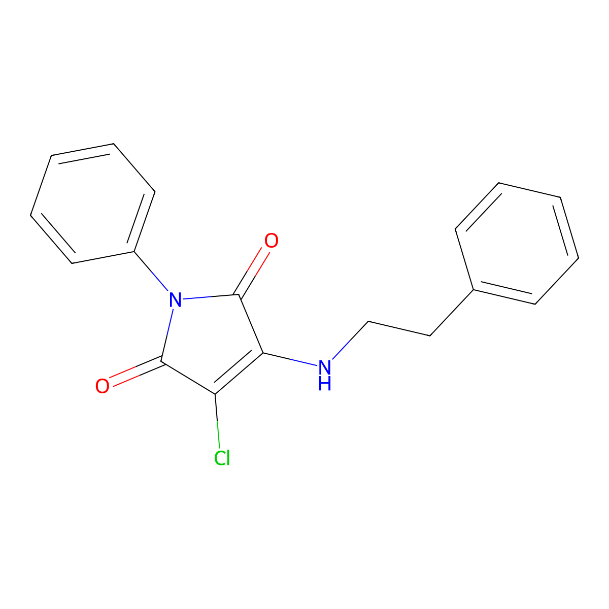 3-chloro-1-phenyl-4-[(2-phenylethyl)amino]-1H-pyrrole-2,5-dione molecular structure, CAS 303033-98-9