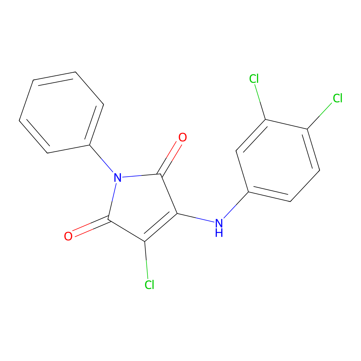 3-chloro-4-((3,4-dichlorophenyl)amino)-1-phenyl-1H-pyrrole-2,5-dione molecular structure, CAS 303034-00-6