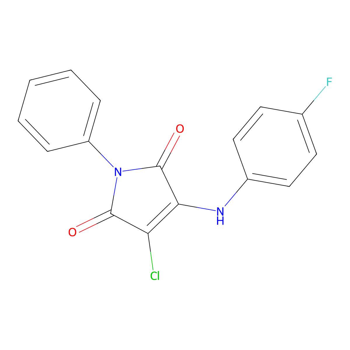 3-Chloro-4-(4-fluoroanilino)-1-phenylpyrrole-2,5-dione molecular structure, CAS 303034-01-7