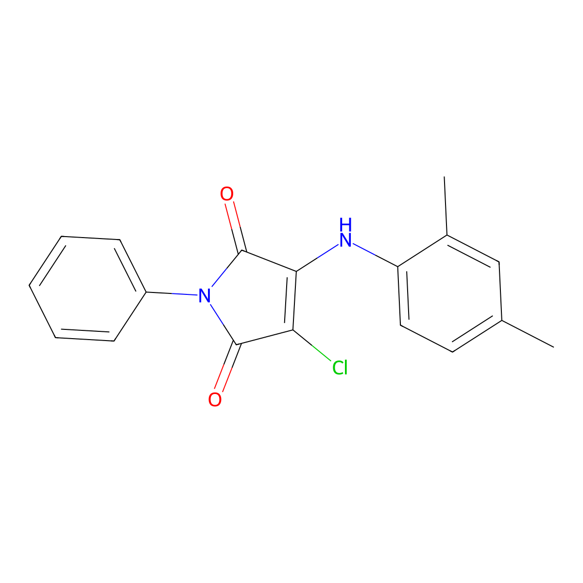 3-Chloro-4-(2,4-dimethylanilino)-1-phenylpyrrole-2,5-dione molecular structure, CAS 303034-04-0
