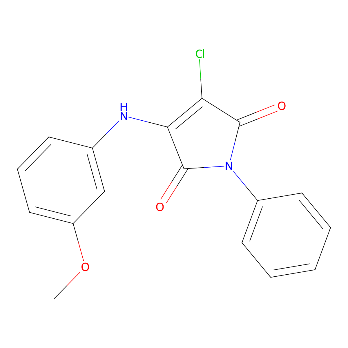 3-chloro-4-(3-methoxyanilino)-1-phenyl-1H-pyrrole-2,5-dione molecular structure, CAS 303034-08-4
