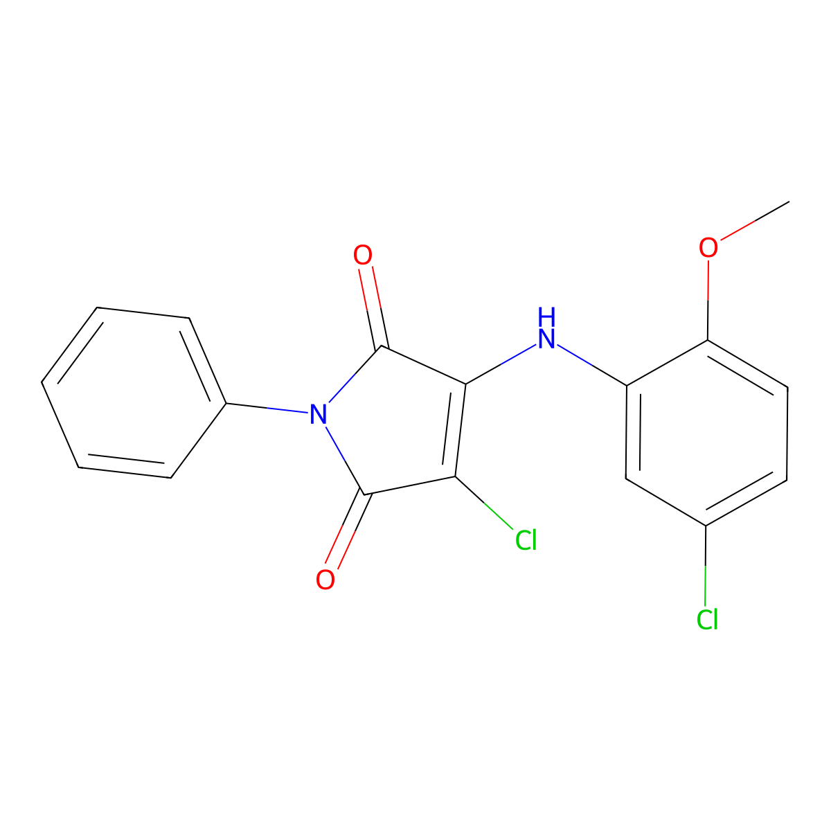 3-chloro-4-(5-chloro-2-methoxyanilino)-1-phenyl-1H-pyrrole-2,5-dione molecular structure, CAS 303034-09-5