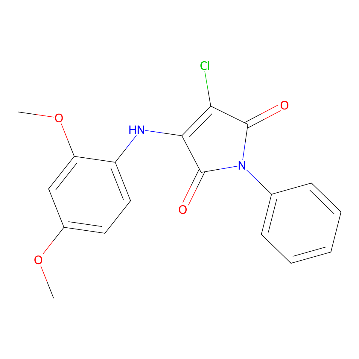 3-chloro-4-(2,4-dimethoxyanilino)-1-phenyl-1H-pyrrole-2,5-dione molecular structure, CAS 303034-10-8