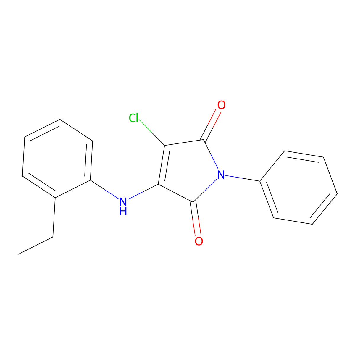 3-Chloro-4-(2-ethylanilino)-1-phenylpyrrole-2,5-dione molecular structure, CAS 303034-14-2