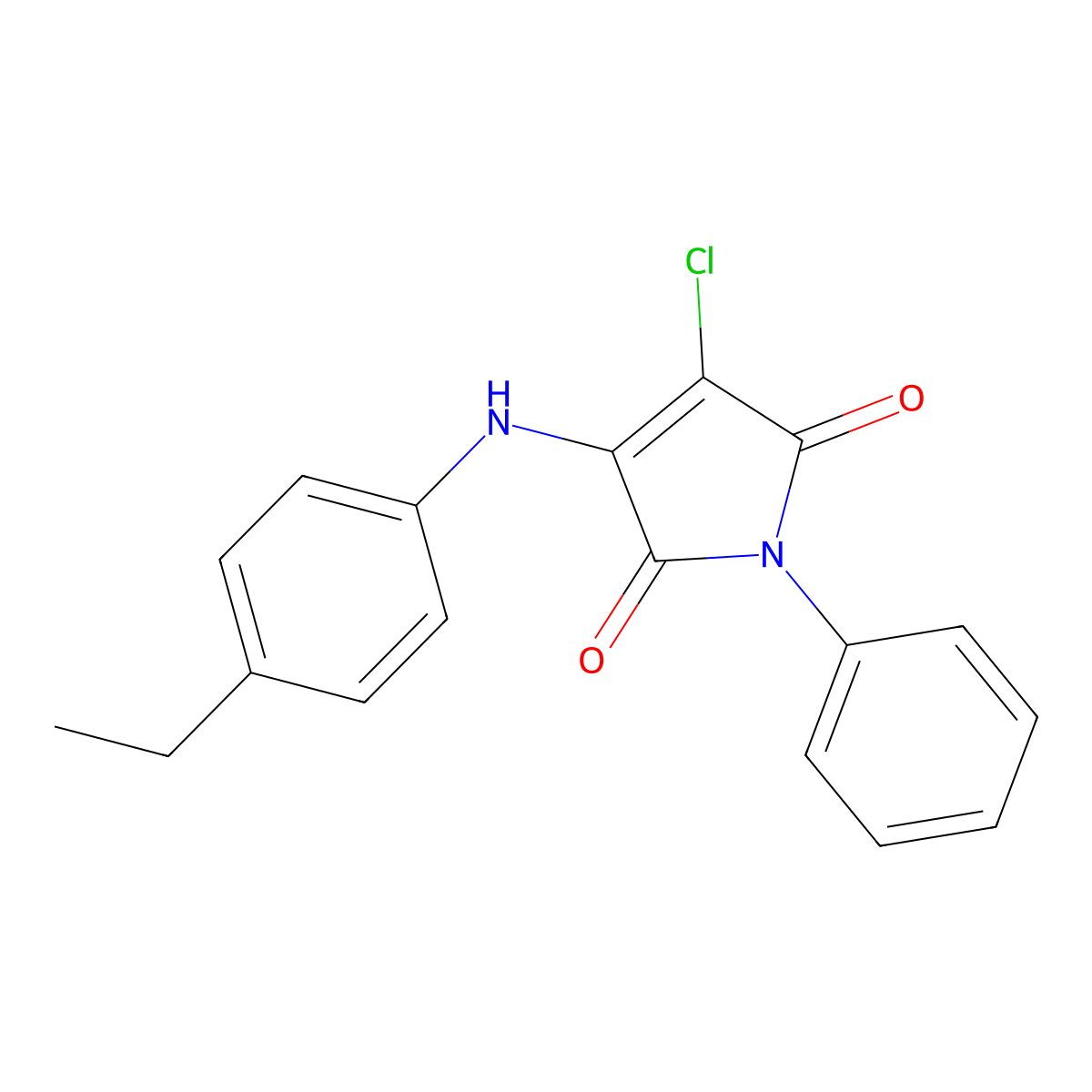 3-Chloro-4-(4-ethylanilino)-1-phenylpyrrole-2,5-dione molecular structure, CAS 303034-15-3