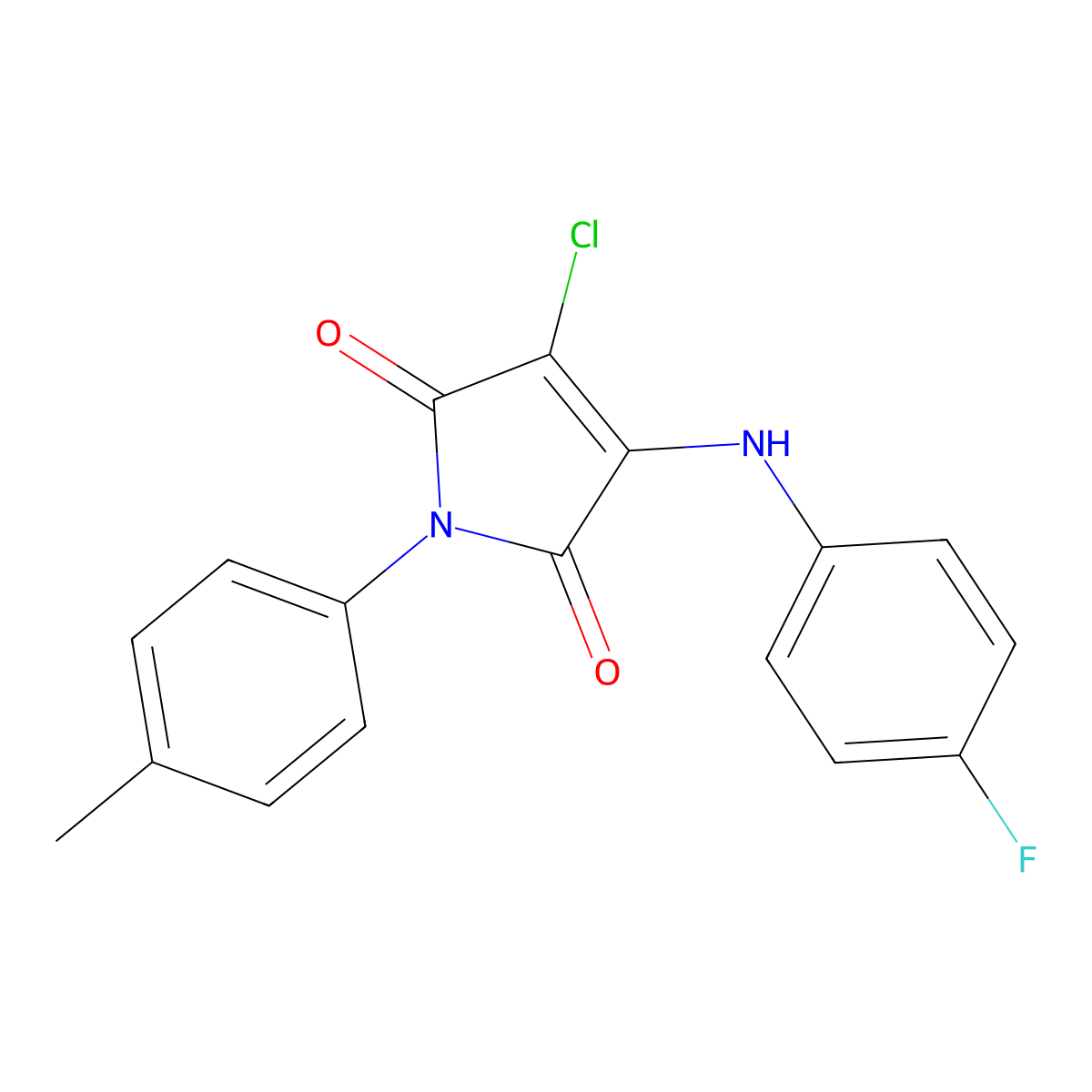 3-Chloro-4-(4-fluoroanilino)-1-(4-methylphenyl)pyrrole-2,5-dione molecular structure, CAS 303034-20-0