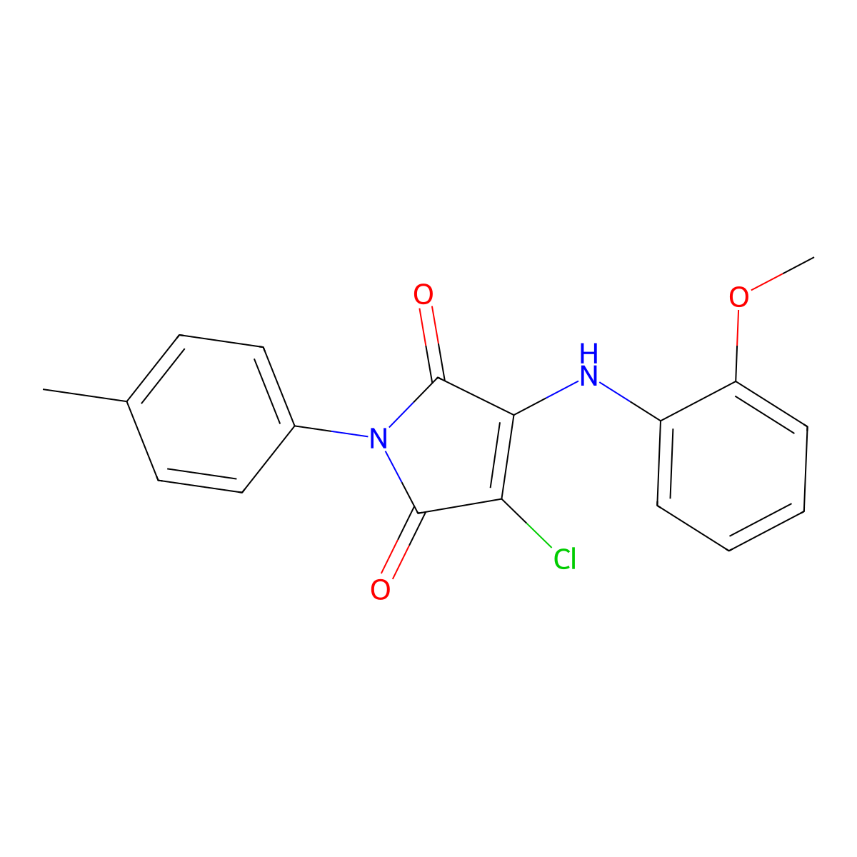 3-chloro-4-(2-methoxyanilino)-1-(4-methylphenyl)-1H-pyrrole-2,5-dione molecular structure, CAS 303034-27-7