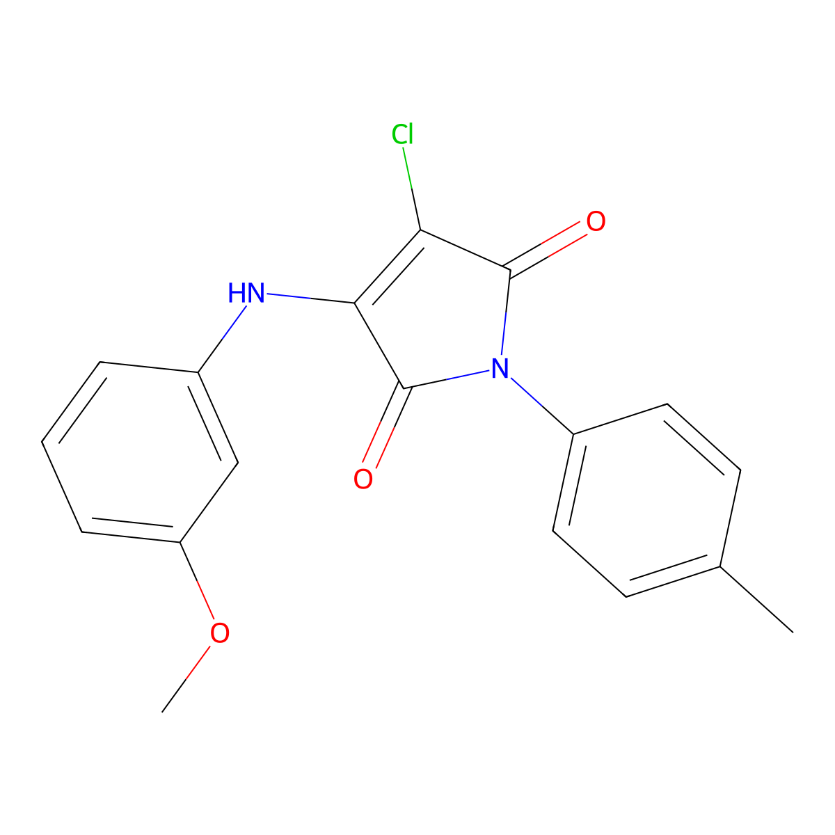 3-chloro-4-(3-methoxyanilino)-1-(4-methylphenyl)-1H-pyrrole-2,5-dione molecular structure, CAS 303034-28-8
