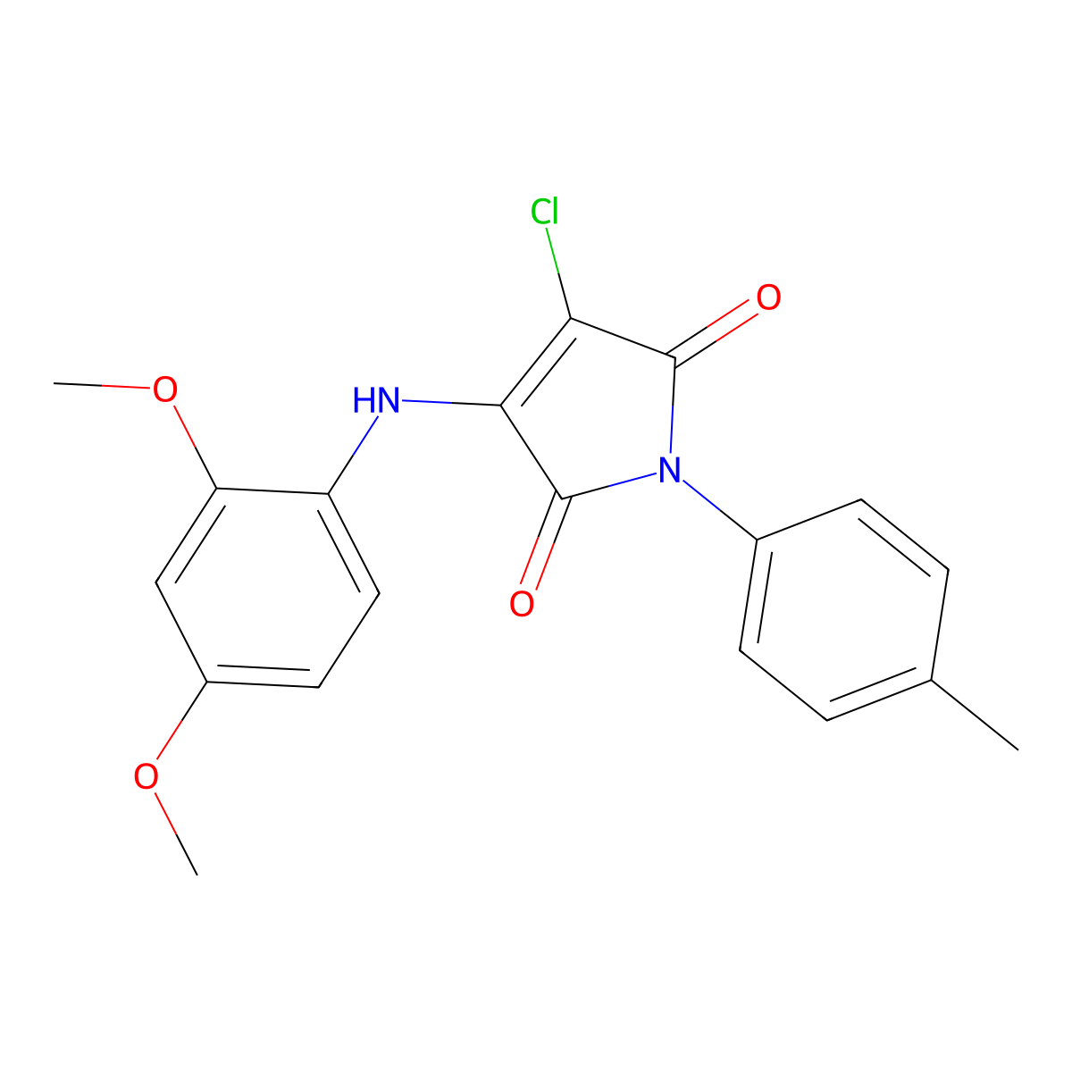 3-Chloro-4-(2,4-dimethoxyanilino)-1-(4-methylphenyl)pyrrole-2,5-dione molecular structure, CAS 303034-30-2