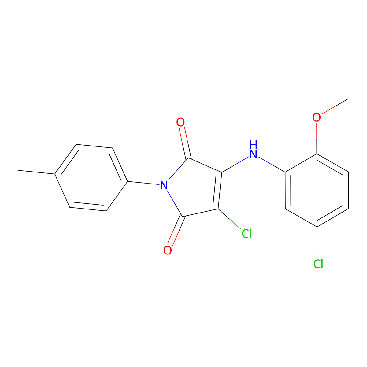 3-chloro-4-(5-chloro-2-methoxyanilino)-1-(4-methylphenyl)-1H-pyrrole-2,5-dione molecular structure, CAS 303034-31-3