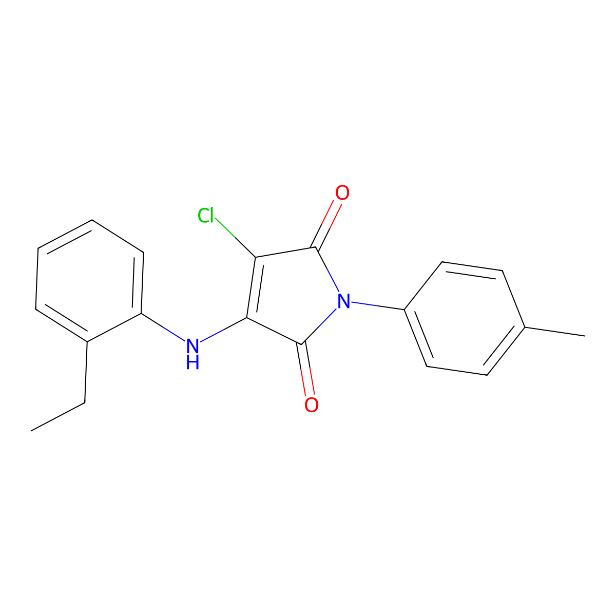 3-chloro-4-(2-ethylanilino)-1-(4-methylphenyl)-1H-pyrrole-2,5-dione molecular structure, CAS 303034-34-6