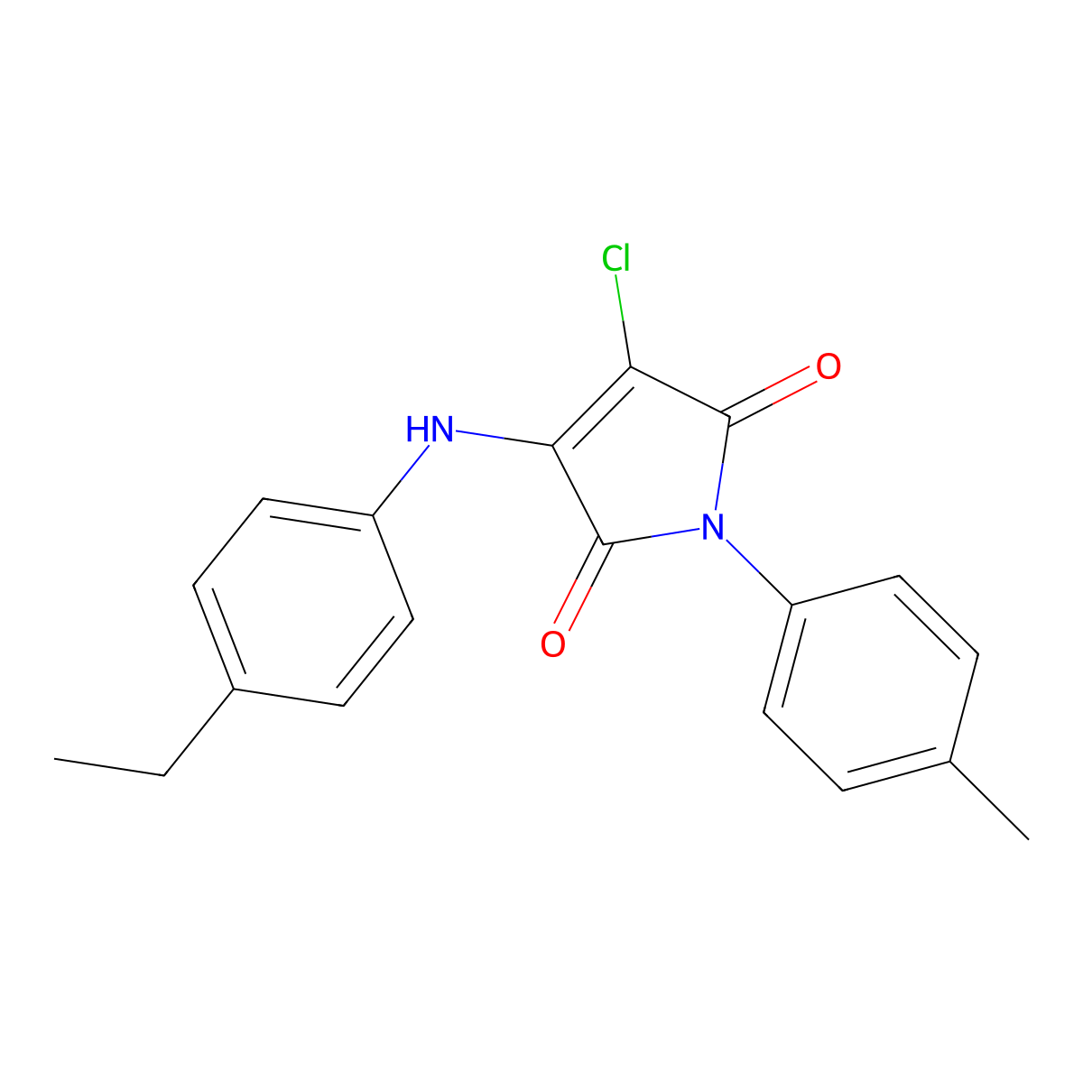 3-Chloro-4-(4-ethylanilino)-1-(4-methylphenyl)pyrrole-2,5-dione molecular structure, CAS 303034-35-7