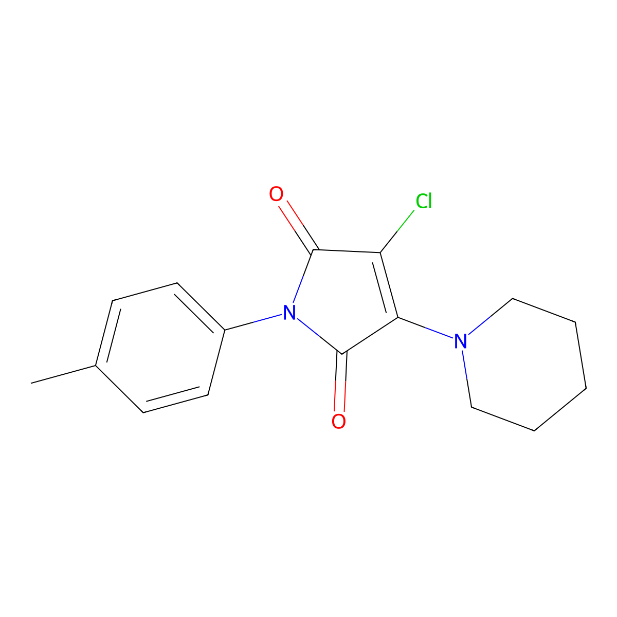 3-Chloro-1-(4-methylphenyl)-4-piperidin-1-ylpyrrole-2,5-dione molecular structure, CAS 303034-38-0