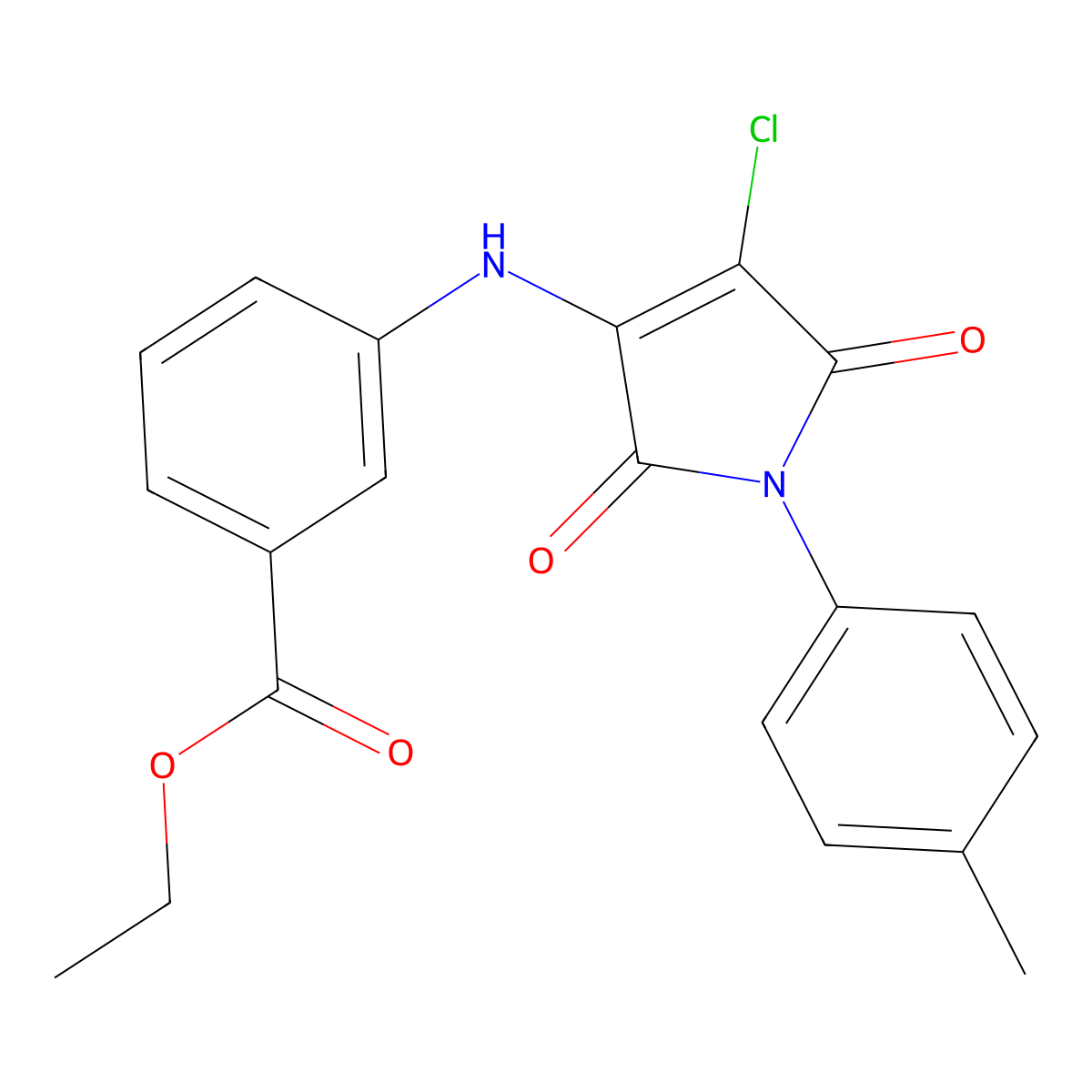Ethyl 3-[[4-chloro-1-(4-methylphenyl)-2,5-dioxopyrrol-3-yl]amino]benzoate molecular structure, CAS 303034-40-4