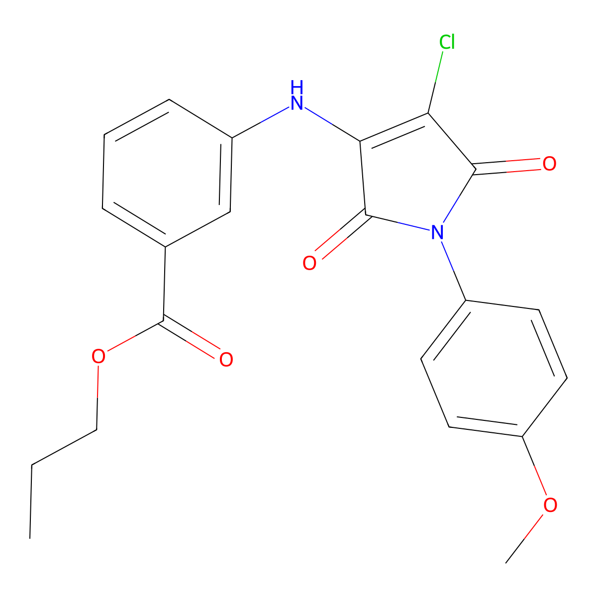 Propyl 3-[[4-chloro-1-(4-methoxyphenyl)-2,5-dioxopyrrol-3-yl]amino]benzoate molecular structure, CAS 303034-43-7