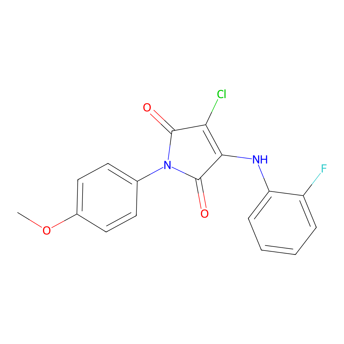 3-Chloro-4-(2-fluoroanilino)-1-(4-methoxyphenyl)pyrrole-2,5-dione molecular structure, CAS 303034-45-9