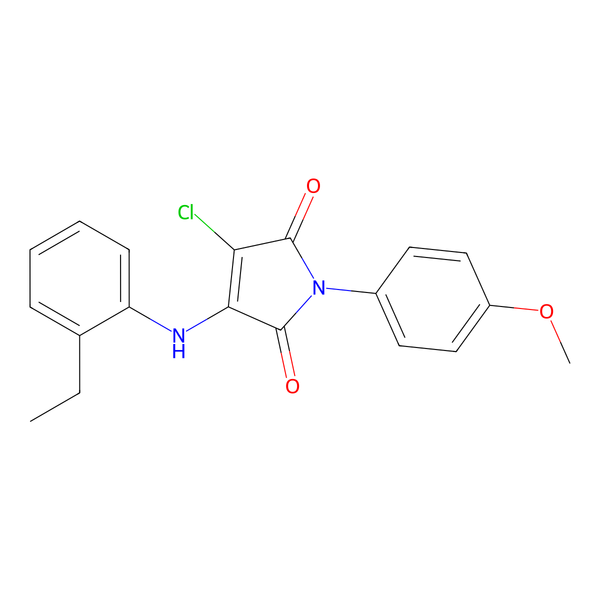3-chloro-4-(2-ethylanilino)-1-(4-methoxyphenyl)-1H-pyrrole-2,5-dione molecular structure, CAS 303034-57-3
