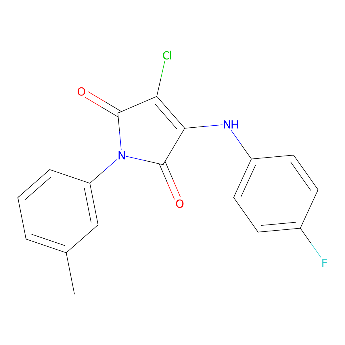 3-Chloro-4-(4-fluoroanilino)-1-(3-methylphenyl)pyrrole-2,5-dione molecular structure, CAS 303034-63-1