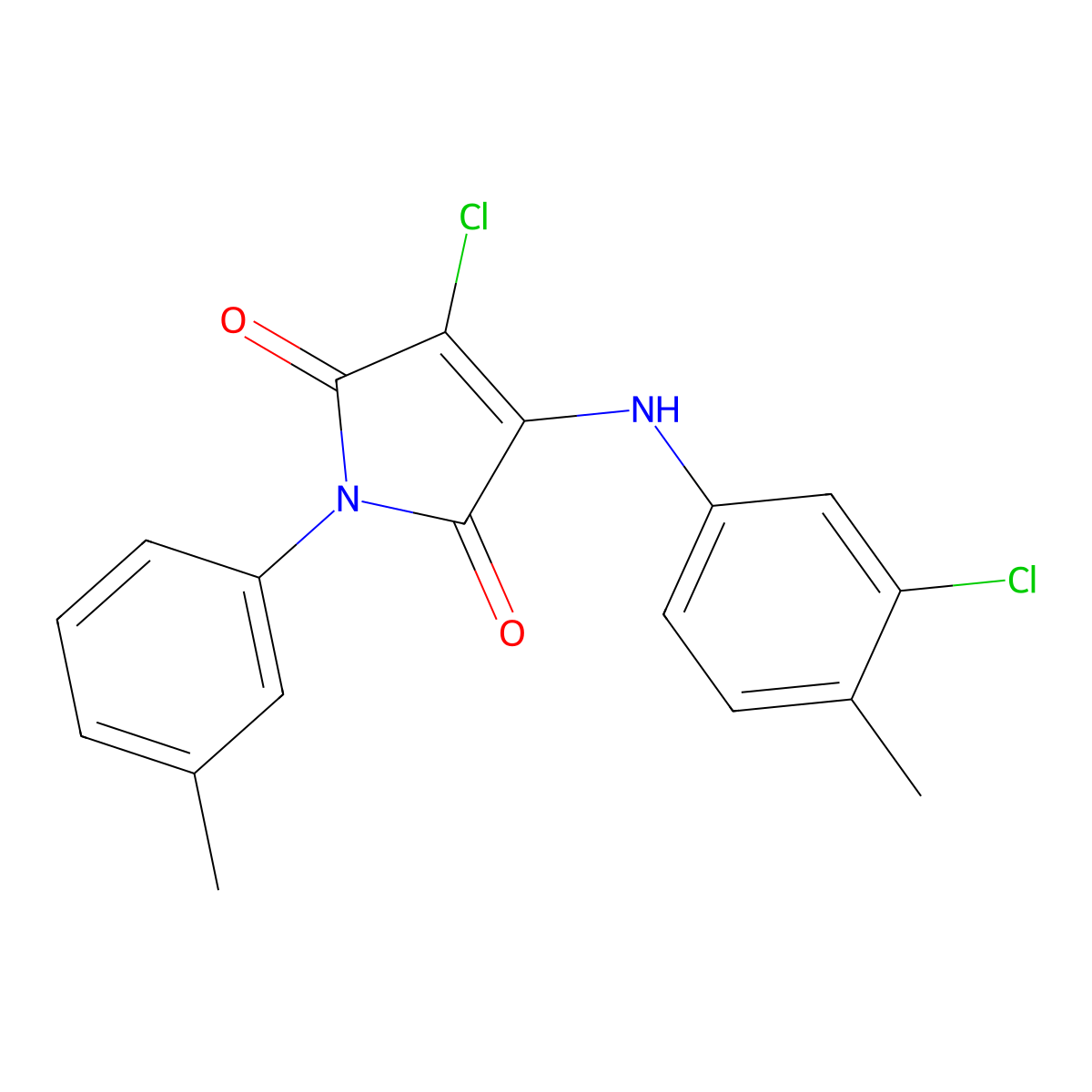 3-Chloro-4-(3-chloro-4-methylanilino)-1-(3-methylphenyl)pyrrole-2,5-dione molecular structure, CAS 303034-64-2