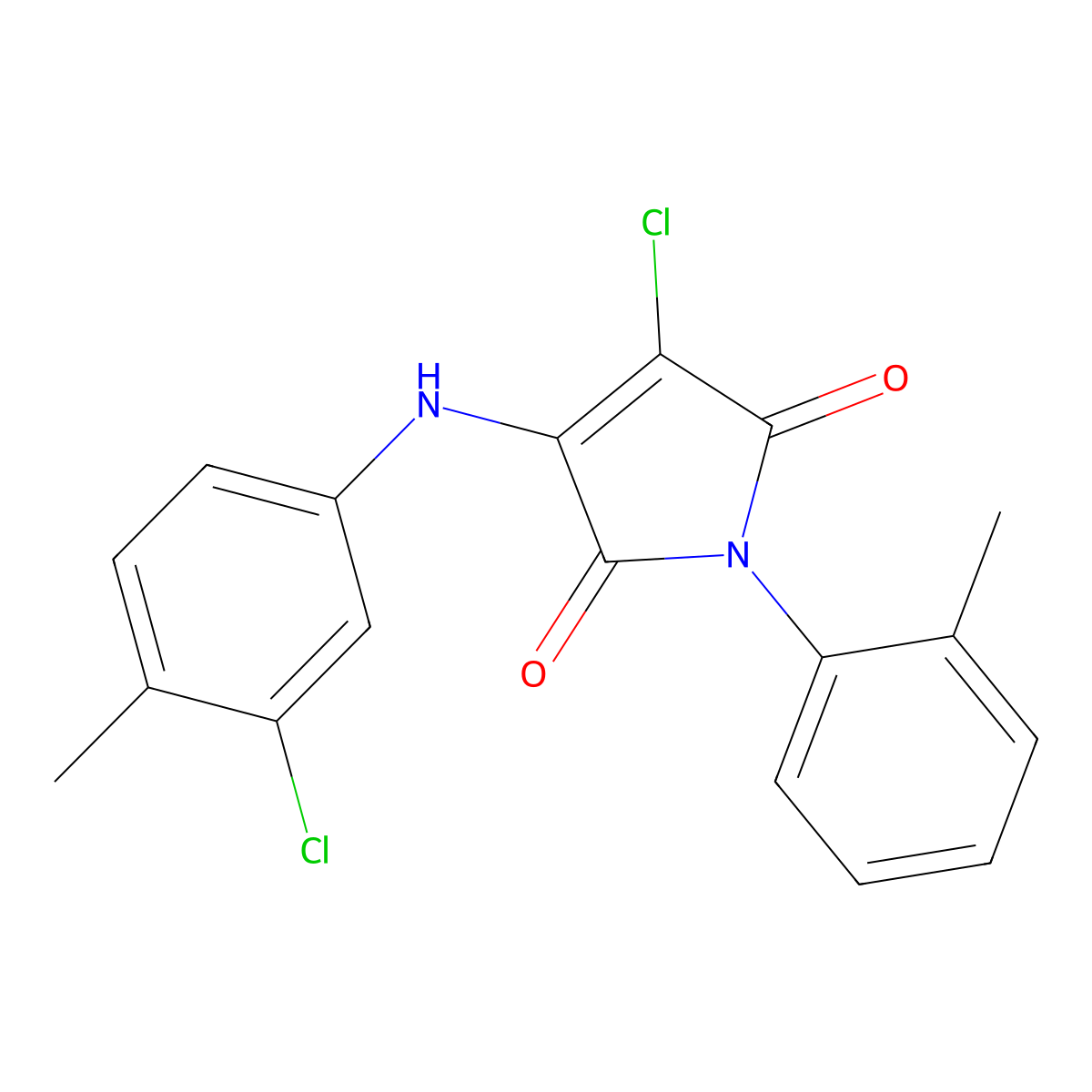 3-chloro-4-(3-chloro-4-methylanilino)-1-(2-methylphenyl)-1H-pyrrole-2,5-dione molecular structure, CAS 303034-76-6