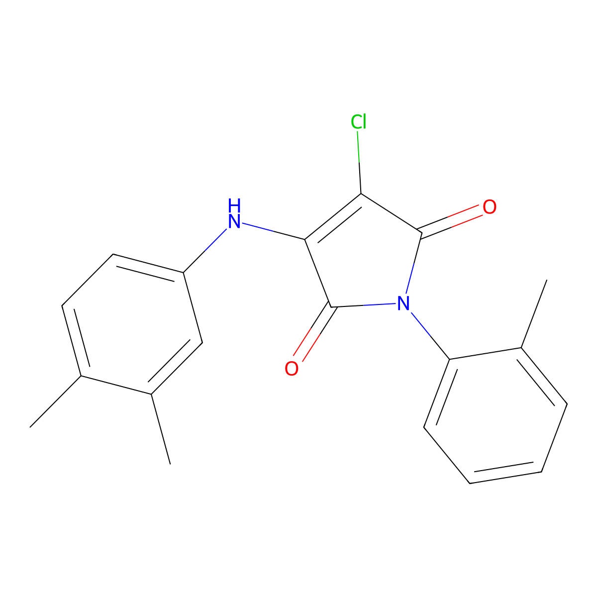 3-chloro-4-(3,4-dimethylanilino)-1-(2-methylphenyl)-1H-pyrrole-2,5-dione molecular structure, CAS 303034-80-2