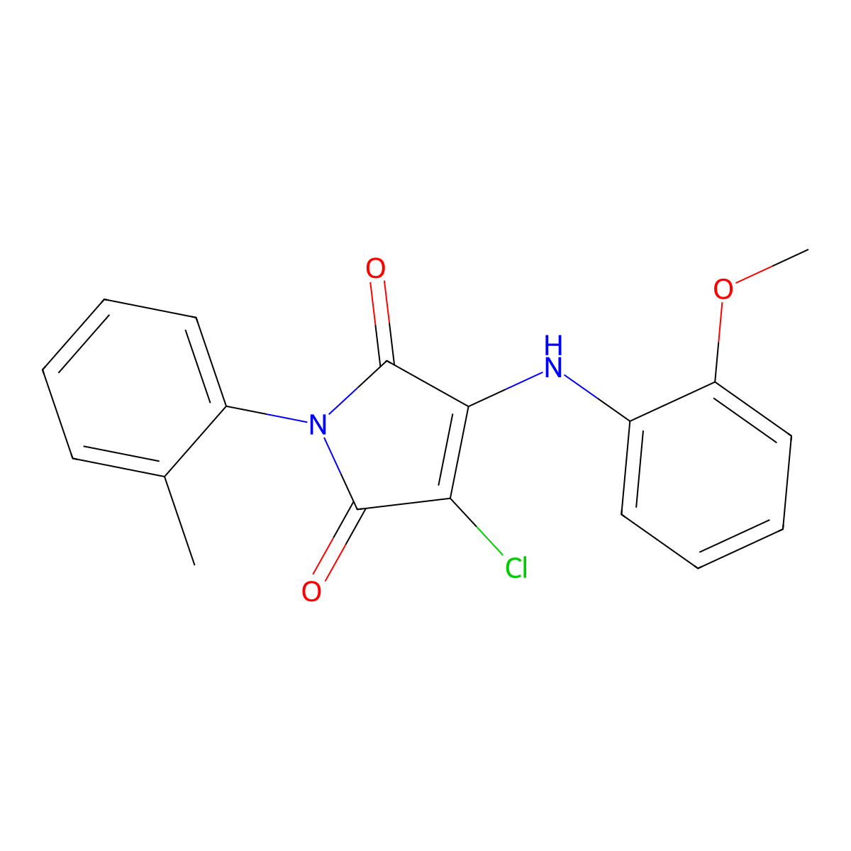 3-chloro-4-(2-methoxyanilino)-1-(2-methylphenyl)-1H-pyrrole-2,5-dione molecular structure, CAS 303034-82-4