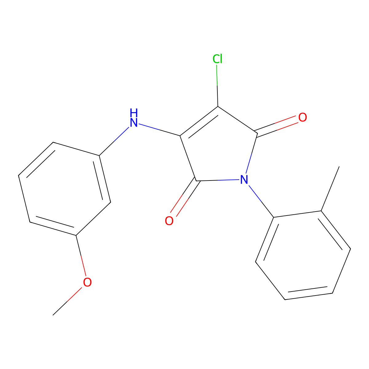 3-chloro-4-(3-methoxyanilino)-1-(2-methylphenyl)-1H-pyrrole-2,5-dione molecular structure, CAS 303034-83-5