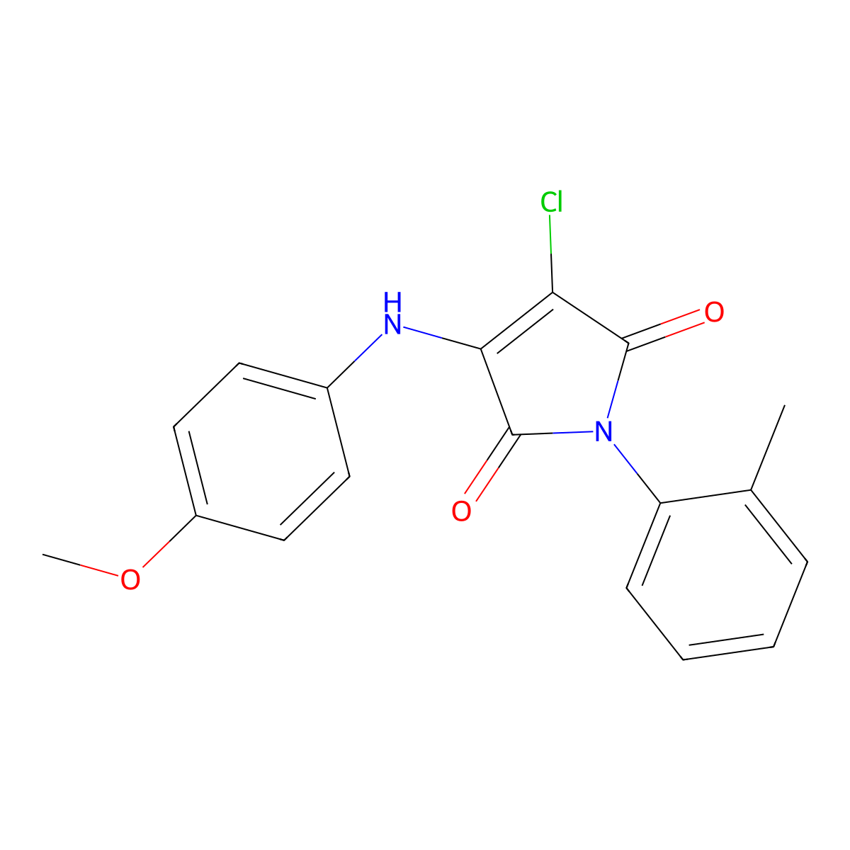 3-chloro-4-(4-methoxyanilino)-1-(2-methylphenyl)-1H-pyrrole-2,5-dione molecular structure, CAS 303034-85-7