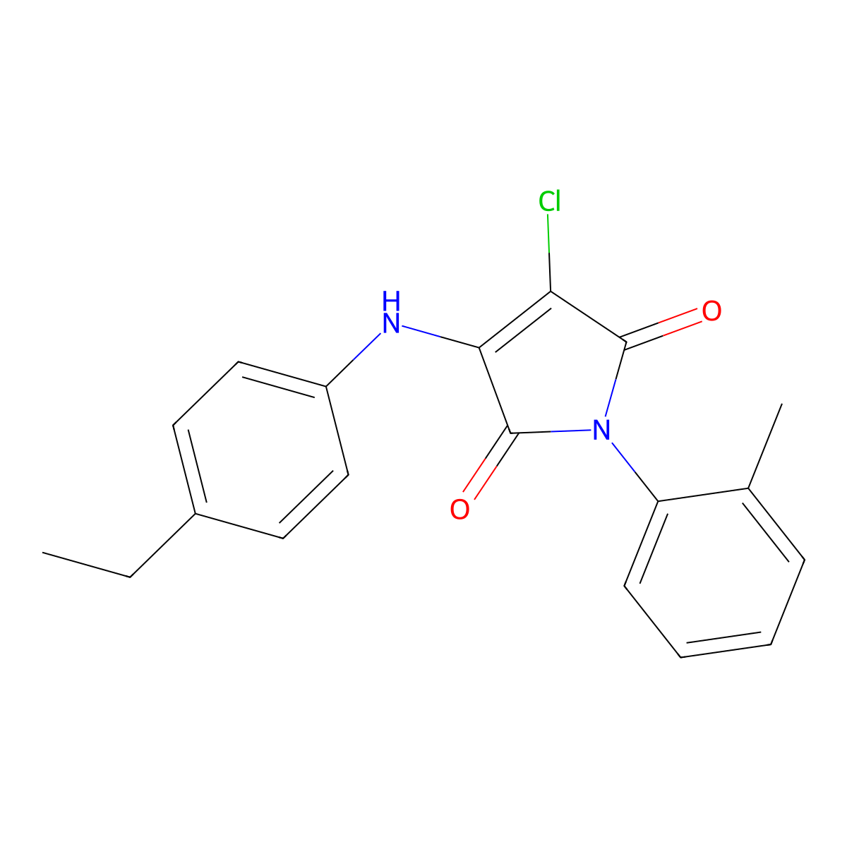 3-chloro-4-(4-ethylanilino)-1-(2-methylphenyl)-1H-pyrrole-2,5-dione molecular structure, CAS 303034-90-4