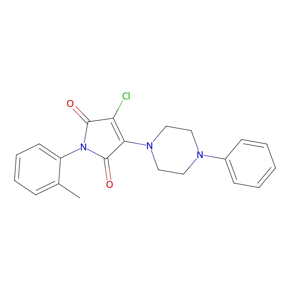 3-chloro-1-(2-methylphenyl)-4-(4-phenylpiperazin-1-yl)-1H-pyrrole-2,5-dione molecular structure, CAS 303034-94-8