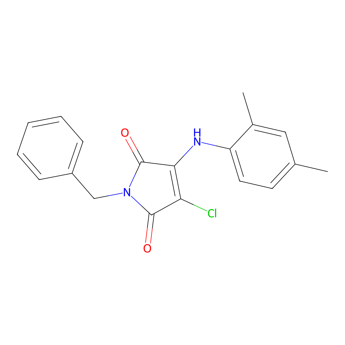 1-benzyl-3-chloro-4-(2,4-dimethylanilino)-1H-pyrrole-2,5-dione molecular structure, CAS 303034-97-1